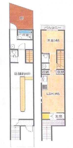 大阪府八尾市栄町1丁目　店舗付き中古テラスハウス