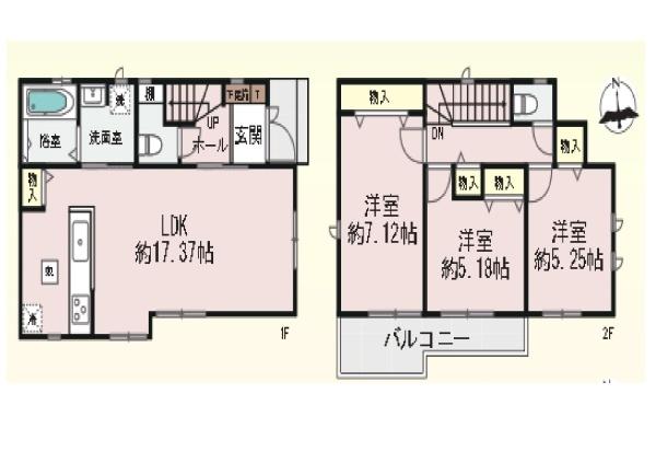 東大阪市大蓮東2丁目の新築一戸建(間取り)