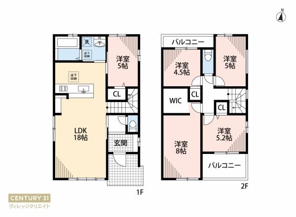 日進市米野木町2期1号棟新築戸建全2棟
