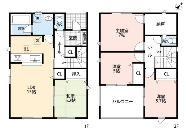 豊田市鴛鴨町第21号棟新築戸建全2棟(間取り)