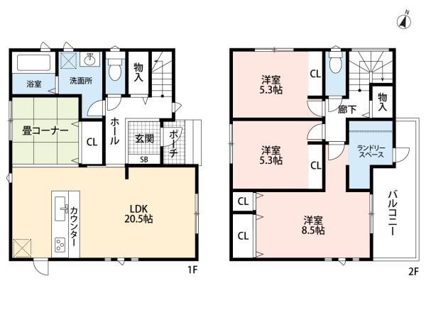 豊田市第4東山町2号棟新築戸建全2棟