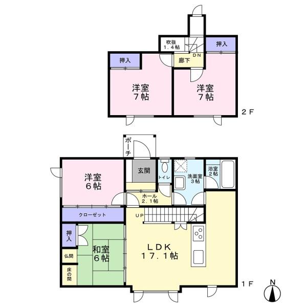 桂木４丁目　平屋風木造２階建４ＬＤＫ