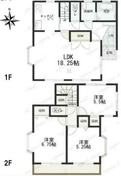 厚木市三田1丁目の中古一戸建て(間取り)