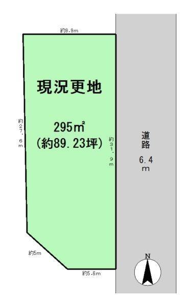 北葛城郡広陵町南　建築条件なし土地