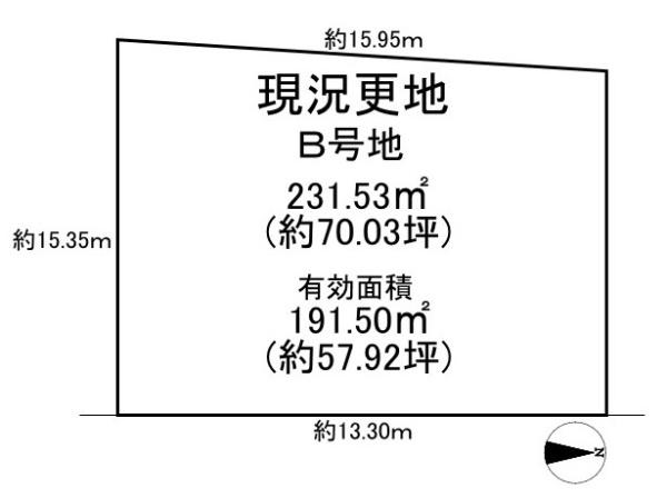 桜井市河西Ｂ号地建築条件なし土地