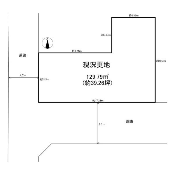 橿原市小房町　建築条件なし土地