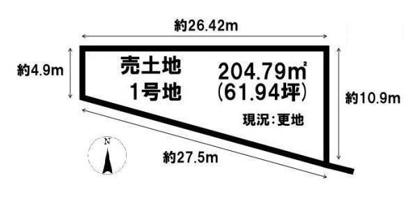 橿原市木原町 1号地 建築条件なし土地