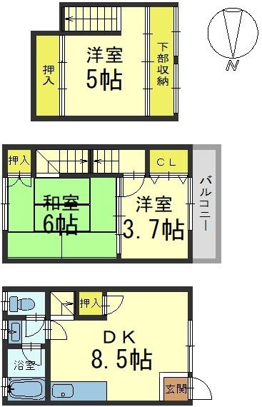 京都市山科区椥辻中在家町の中古テラスハウス