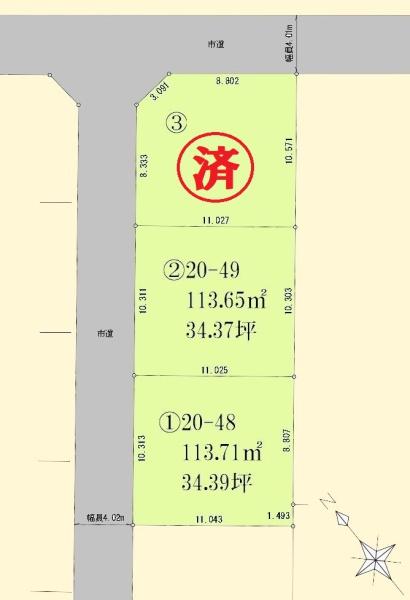 川越市鯨井新田　売地　全3区画