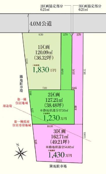 坂戸市中富町5期　売地　全3区画