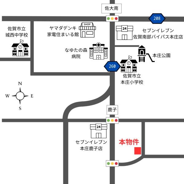 佐賀市本庄町大字鹿子の土地(現地案内図)