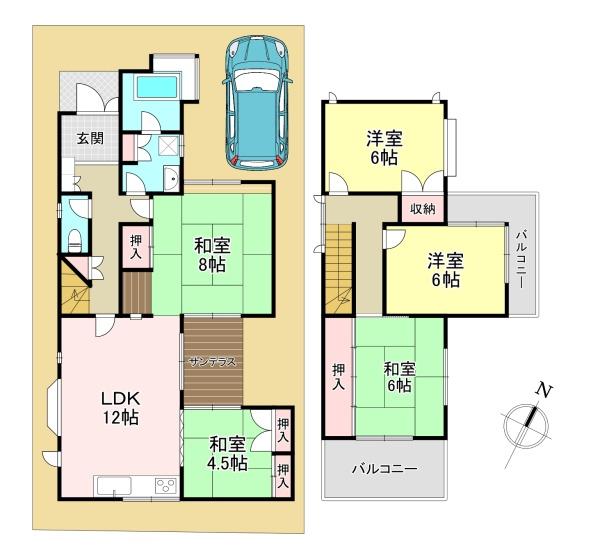 北葛城郡上牧町米山台2丁目の中古一戸建て(間取り)