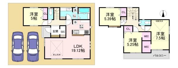 川西町結崎 5号棟 新築戸建(間取り)