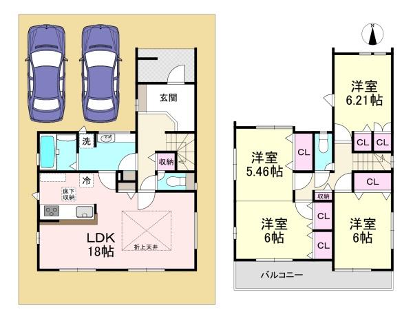 磯城郡田原本町八尾 1号棟 新築戸建(間取り)