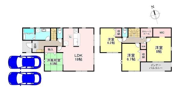 生駒郡斑鳩町龍田西4丁目　5期　新築戸建　1号棟