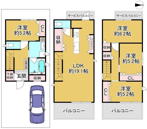 堺市北区南花田町の新築一戸建