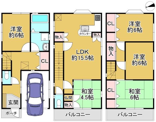 高石市取石3丁目の中古一戸建て(間取り)
