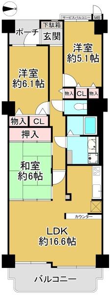 コスモヒルズ北野田(間取り)