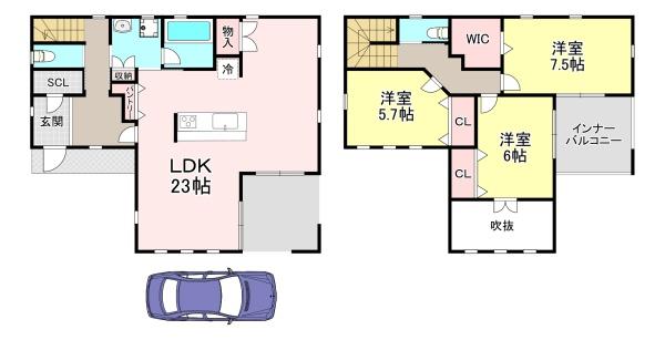 北葛城郡上牧町下牧1丁目の中古一戸建て(間取り)