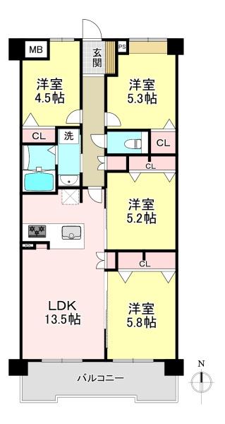 チサンマンション斑鳩Ⅱ番館(間取り)
