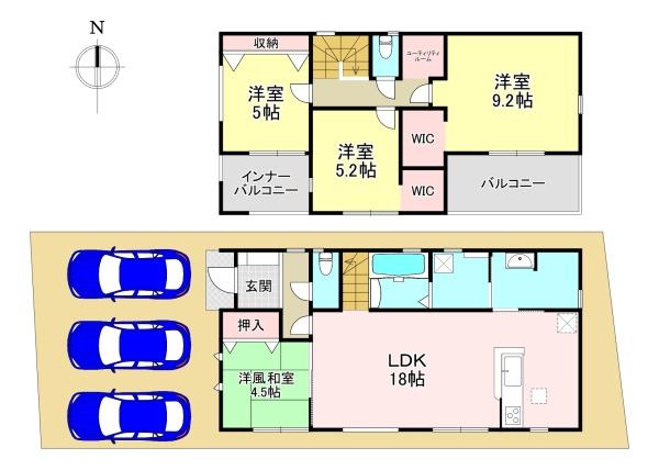 香芝市平野　新築戸建　1号棟