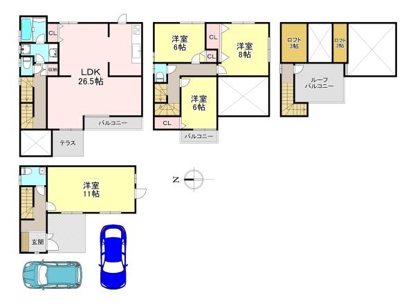 北葛城郡河合町彩りの社　中古戸建