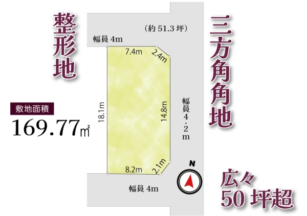 東大和市新堀三方角地　売地