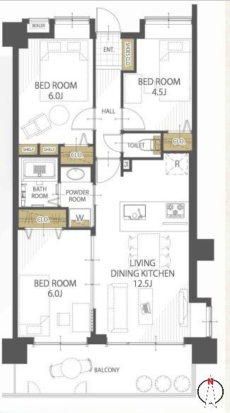 レーベンハイム東伏見1(間取り)