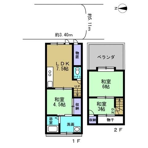 京都市山科区川田欠ノ上の中古テラスハウス