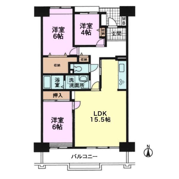 プラザ学園前9号棟(間取り)