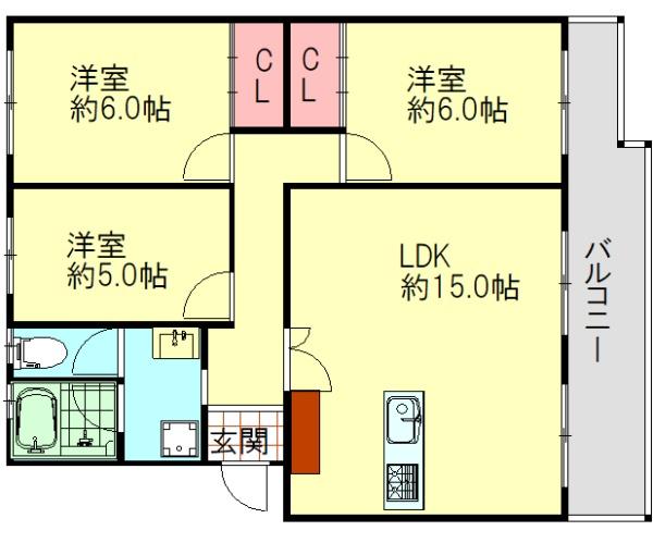 箕面ハイツ3号棟(間取り)