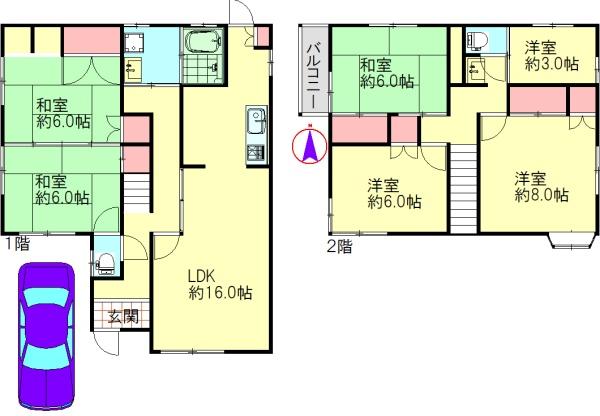 城陽市寺田水度坂の中古一戸建て(間取り)