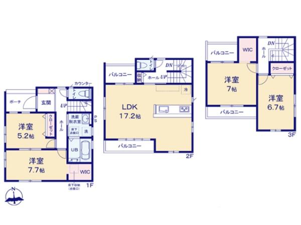 川越市田町1期　新築分譲住宅　全2棟　1号棟