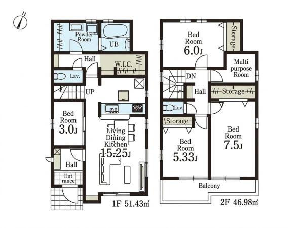 川越市大袋新田第2期　新築分譲住宅　全2棟　2号棟