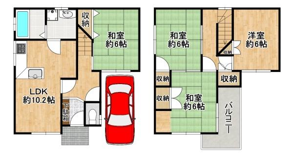 堺市東区大美野の中古一戸建て(間取り)