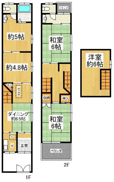 大阪市住之江区西加賀屋2丁目の中古一戸建て(間取り)