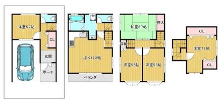 大阪市東淀川区瑞光2丁目の中古一戸建て(間取り)