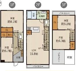大阪市東淀川区井高野2丁目　中古戸建
