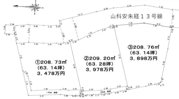 京都市山科区安朱堂ノ後町　1号地　3区画　売土地