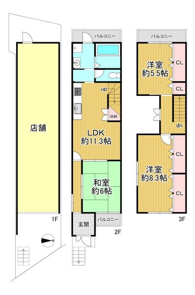 京都市南区東九条西御霊町　店舗付中古戸建