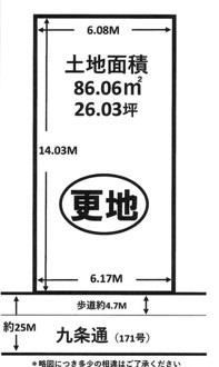 京都市南区唐橋堂ノ前町　建築条件無売土地