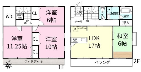 土浦市上高津新町の中古一戸建て(間取り)