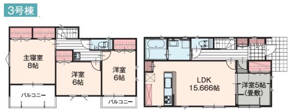 袖ケ浦市奈良輪　新築戸建　3号棟4号棟