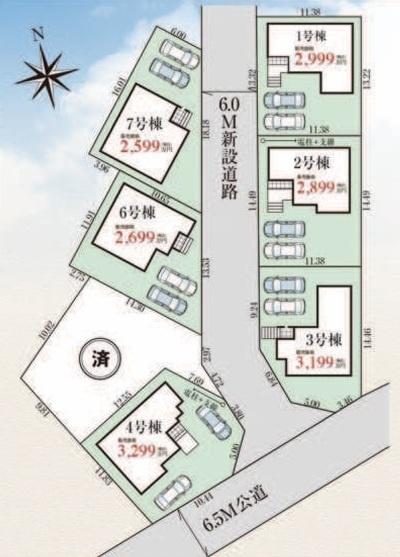 四街道市内黒田3期　新築戸建　全7棟