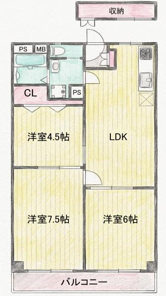 クローバーハイツ森小路３号棟