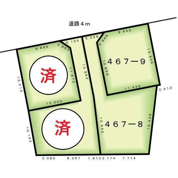 高台の開発分譲地　２区画購入で１００坪以上の整形地可