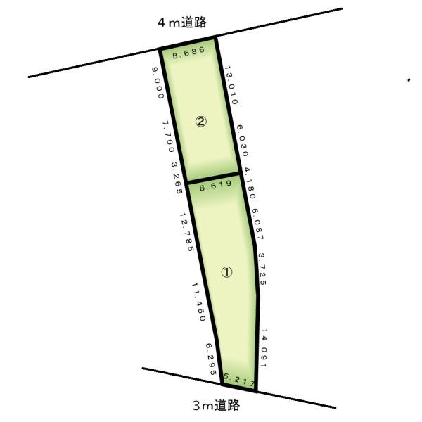 高台の開発分譲地　２区画購入で１００坪以上の整形地可