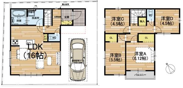 野洲市久野部１期１号地　新築分譲住宅