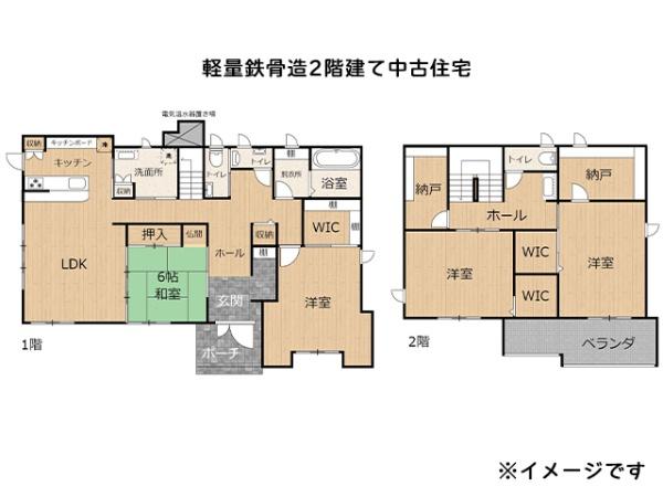 八戸市新井田松山中野場　中古住宅2棟＋車庫　6249（S）