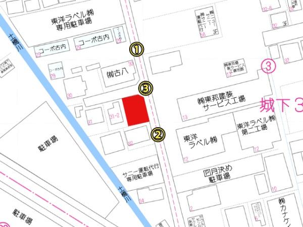 八戸市城下3丁目の中古一戸建て(現地案内図)